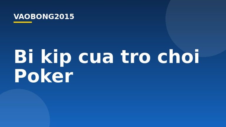 Bí kíp của trò chơi Poker